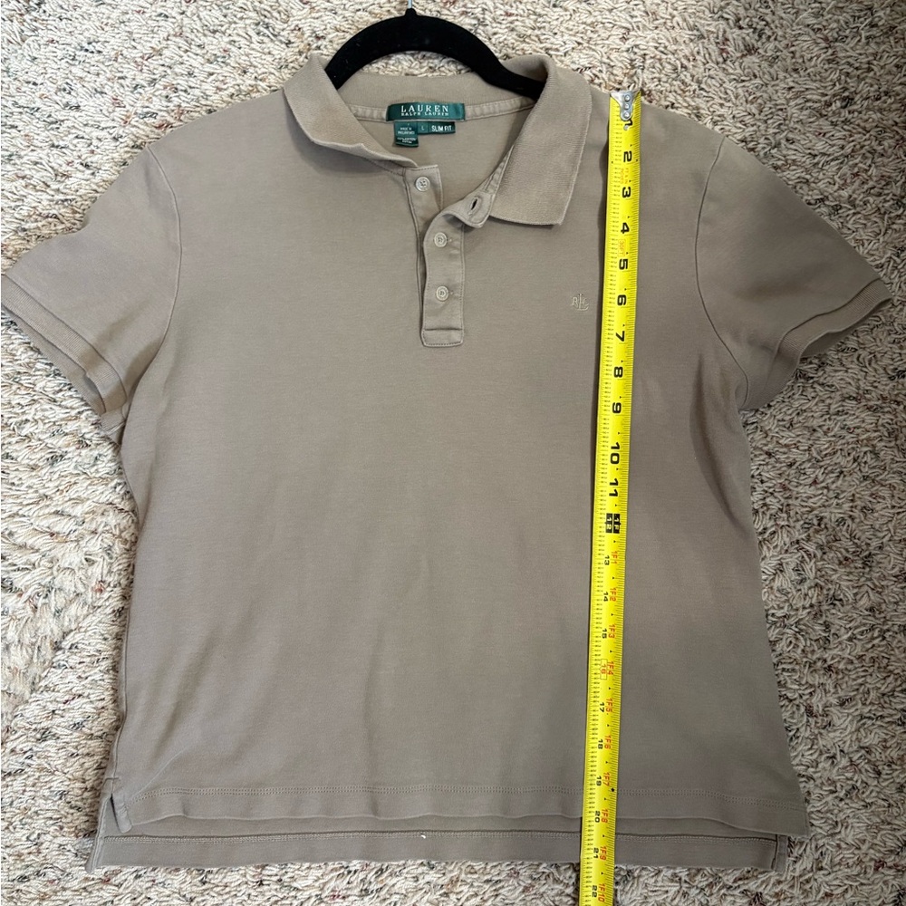 Lauren Ralph Lauren Olive Green Polo Crop Top Size Large Cotton Slim Fit Y2K - Picture 6 of 7